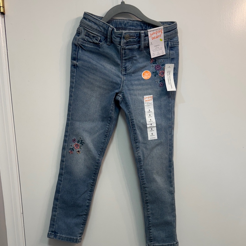 Jumping Beans Denim Jeans with Floral Embroidery